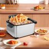 1800W 5 Liters/21 Cups Large Electric Deep Fryer with 3 Frying Baskets for Home Use, Adjustable Temperature,View Window Lid